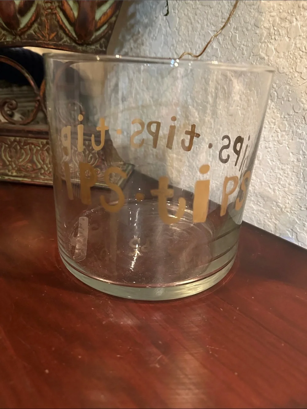 Tips Glass  with Gold Script
